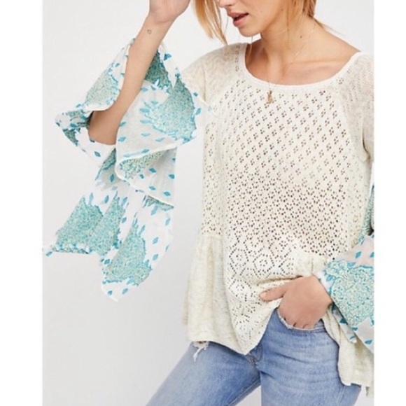 SALE ⬇️FREE PEOPLES’S VINTAGE POINTELLE SWEATER - Picture 3 of 5